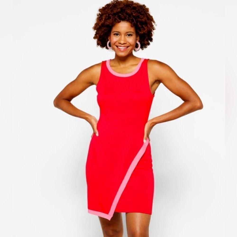 41 Hawthorn Red Asymmetric Knit Dress Size L NWT